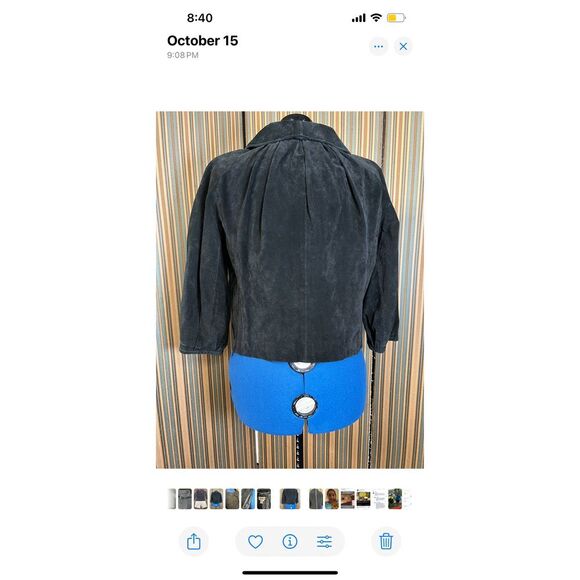 Vintage Style Black Velvet Cropped Jacket with Peter Pan Collar Evening Wear AMI - Picture 5 of 6